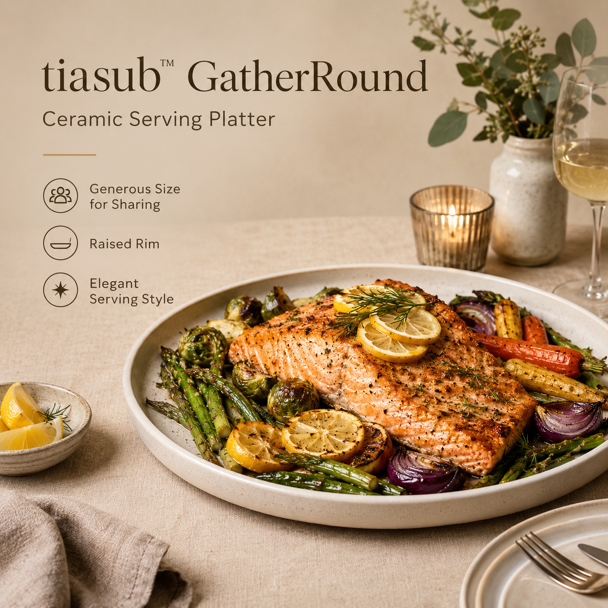 tiasub™ GatherRound Ceramic Serving Platter