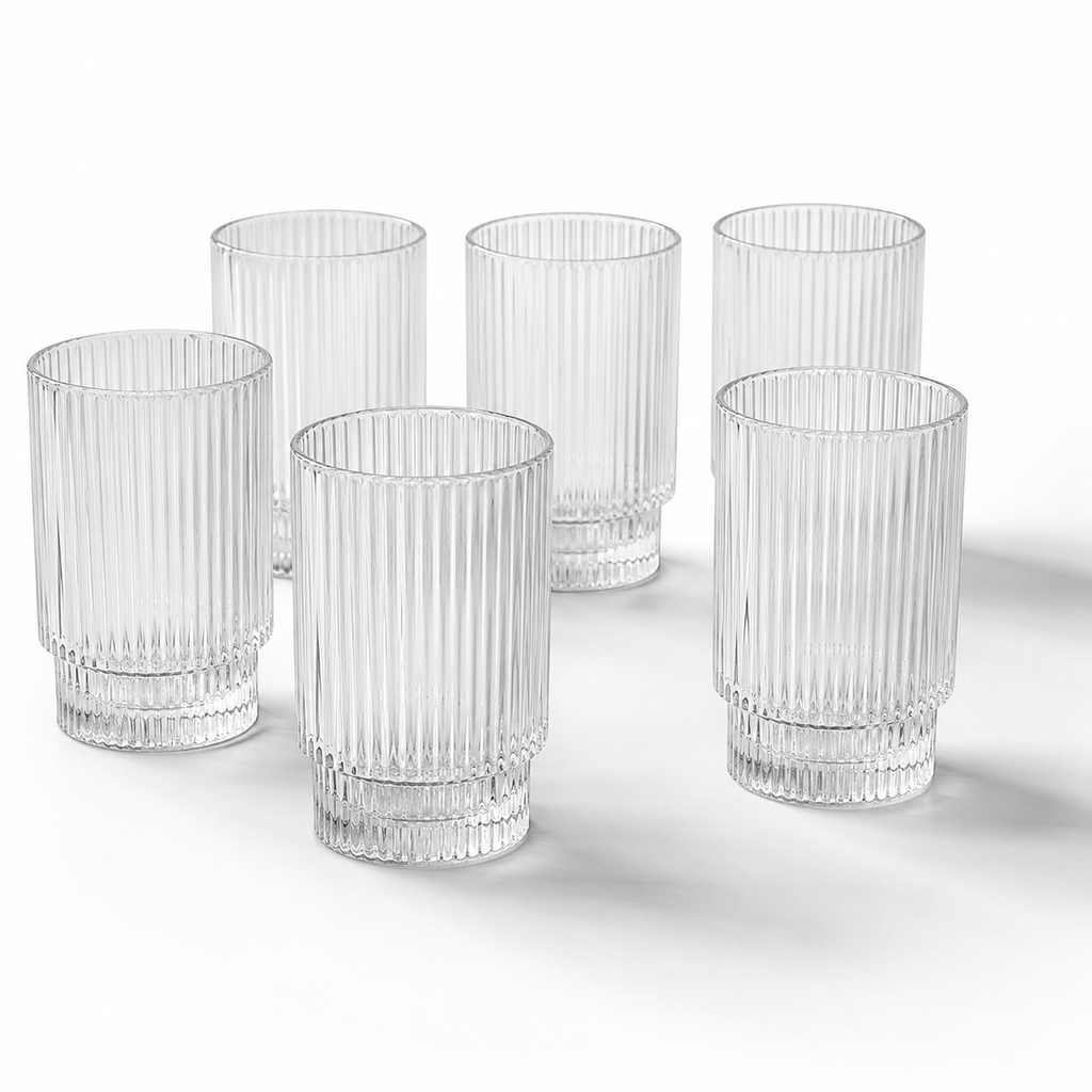 tiasub™ PureSip Ribbed Drinking Glass Set