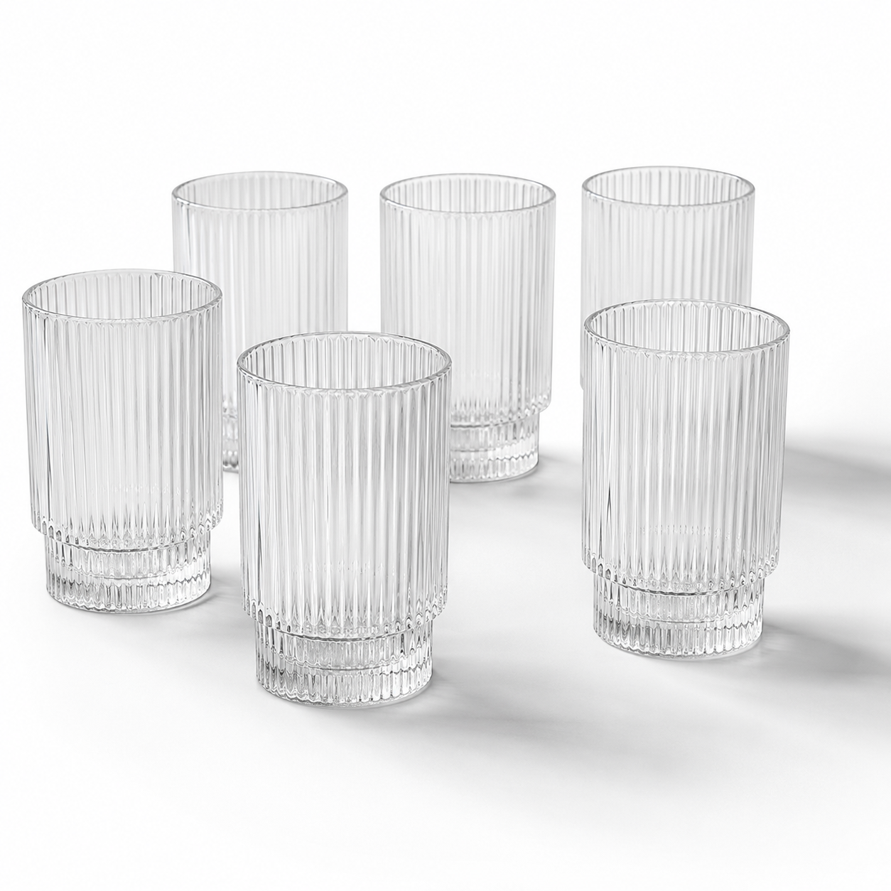 tiasub™ PureSip Ribbed Drinking Glass Set