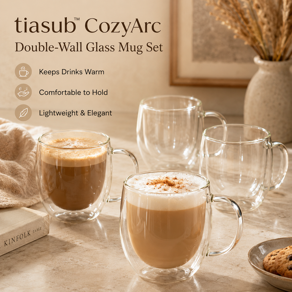 tiasub™ CozyArc Double-Wall Glass Mug Set