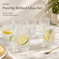 tiasub™ PureSip Ribbed Drinking Glass Set