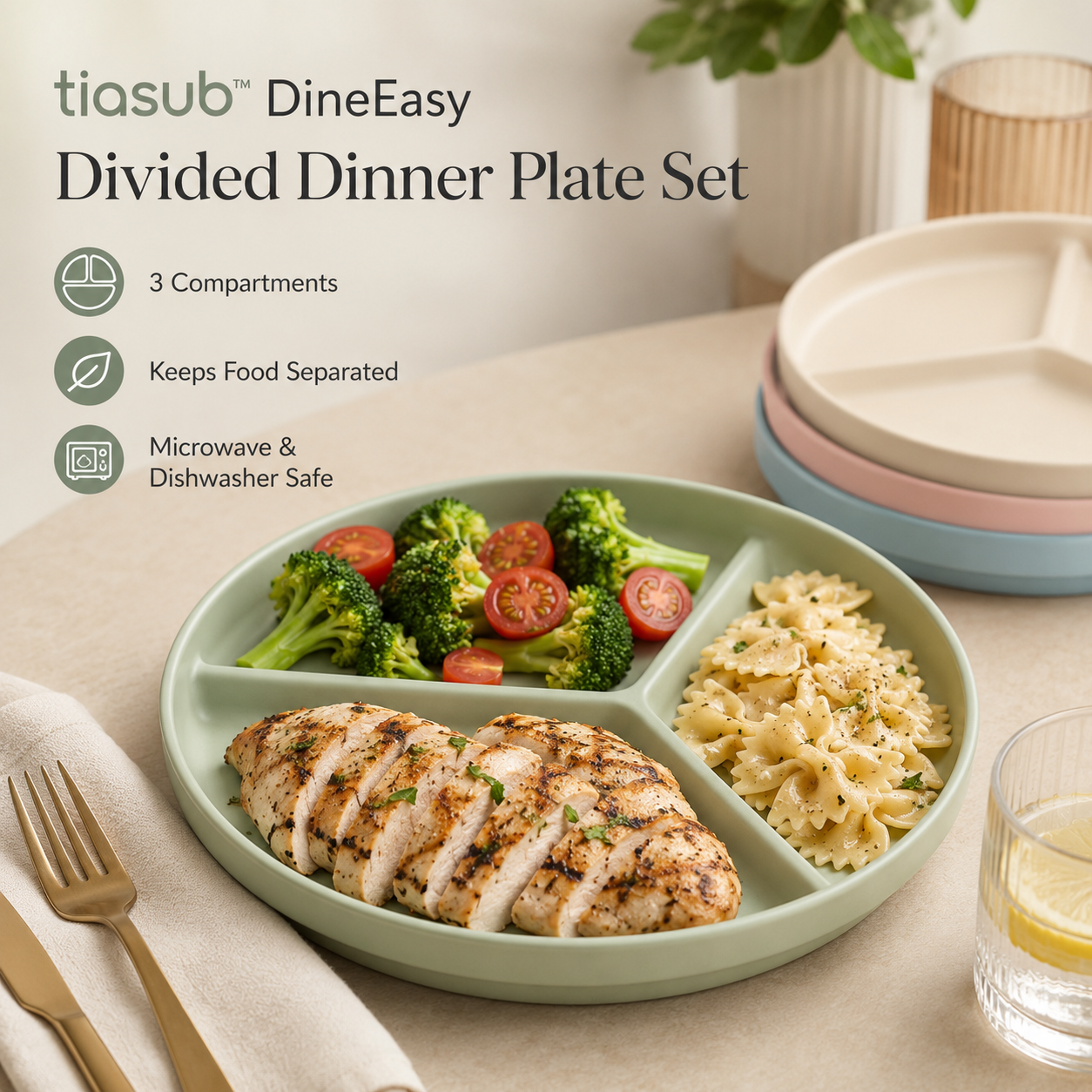 tiasub™ DineEasy Divided Dinner Plate Set